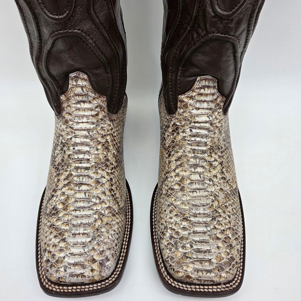 Alfa Python Snakeskin Square Toe Leather Western … - image 3